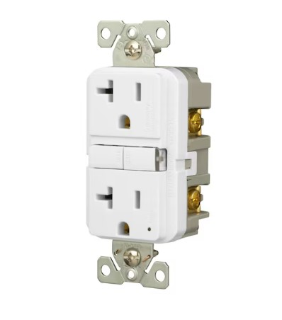 Eaton 20-Amp 125-volt GFCI Residential Decorator Outlet, White