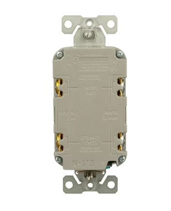 Eaton 20-Amp 125-volt GFCI Residential Decorator Outlet, White