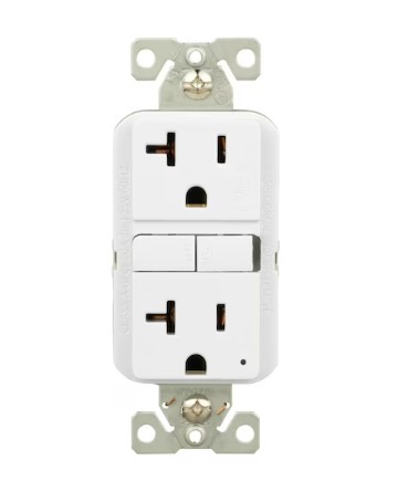 Eaton 20-Amp 125-volt GFCI Residential Decorator Outlet, White