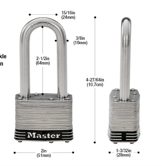 Master Lock 5SSQLJ Stainless Steel Outdoor Padlock with Key, 4 Pack Keyed-Alike, Silver