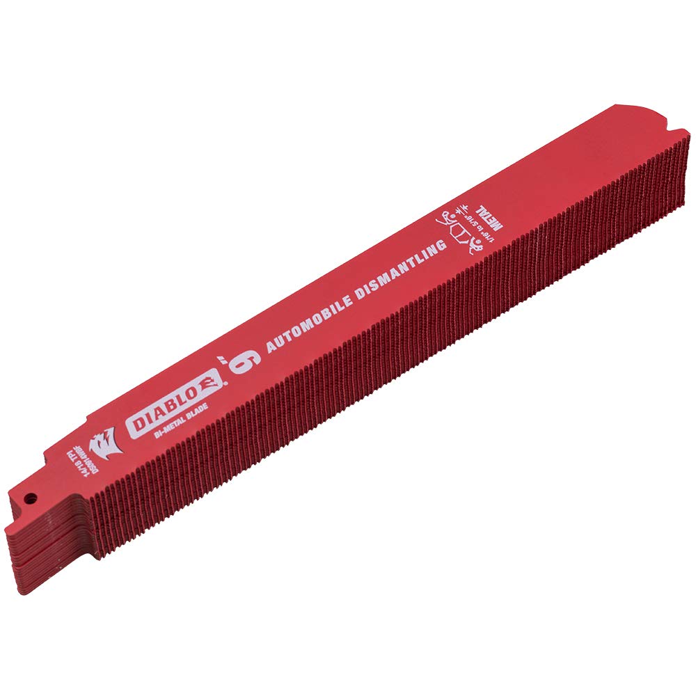 Diablo Bi-Metal Reciprocating Saw Blade for Medium Metal Cutting - Dual Tooth - 9" Length, 14/18 TPI, 15-Pack - DS0914BF15