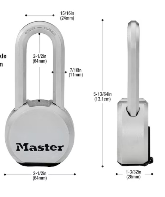 Master Lock Heavy Duty Outdoor Keyed Padlock, 2-1/2-In Wide X 2-In Shackle
