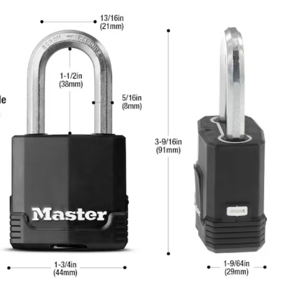 Master Lock Heavy Duty Outdoor Keyed Padlock, 1-7/8-in Wide x 1-1/2-in Shackle Keyed Alike (4-Pack)