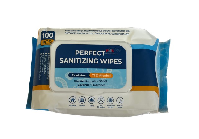 Perfect Sanitizing Wipes 100 Pcs, 75% Alcohol, Sterilization Rate - 99.9% (Lavender Fragrance)