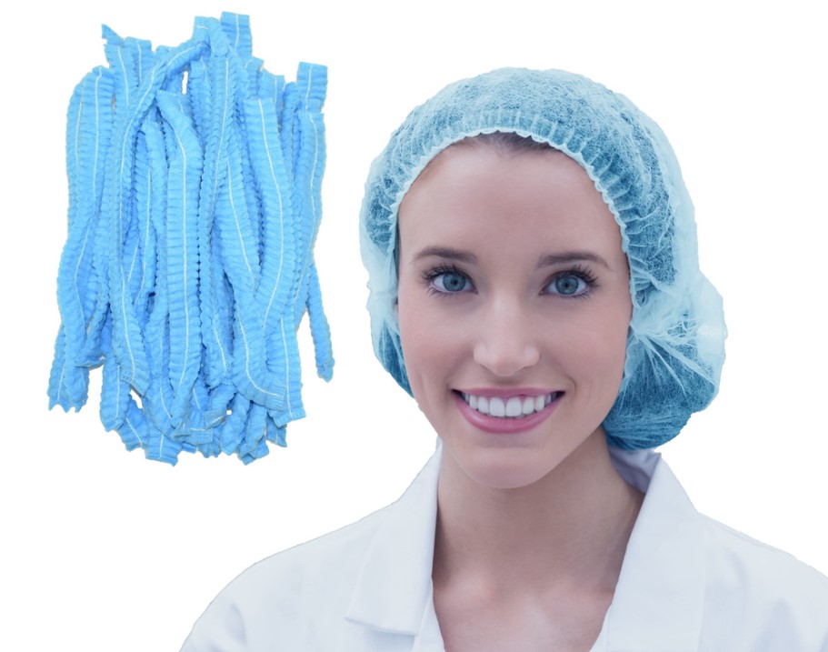 Ammex Disposable Bouffant Caps, 24 Inches, Blue