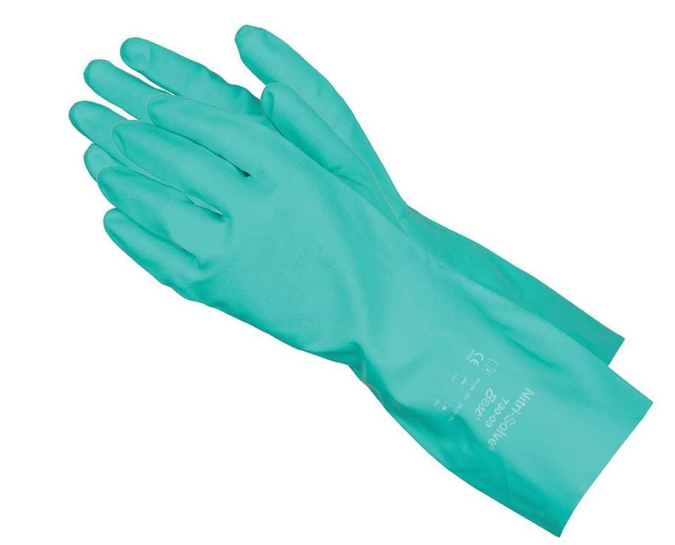 Showa 730 Nitrile Glove, Flock-Lined, Chemical Resistant, 15 Mils Thick, 13" Length
