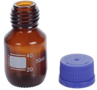 1000Ml Amber Glass Graduated Round Lab Reagent Media/Storage Bottle With Gl45 Blue Screw Cap..wi...