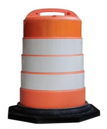 42" Orange Traffic Drum, 4 6" Collars Include Base