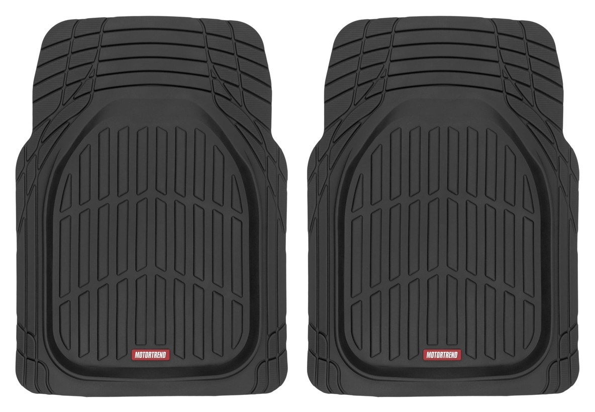 Motor Trend DeepDish Floor Mats for Cars Full Set, All-Weather Rubber Automotive Floor Mats, Performance Plus Heavy Duty Car Mats, Flexible Floor Liners for Car Truck Van SUV (Black)