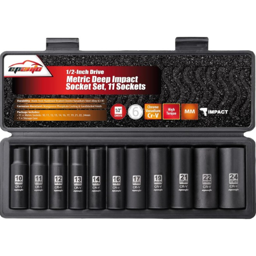 1/2-Inch Metric Deep Impact Socket Set