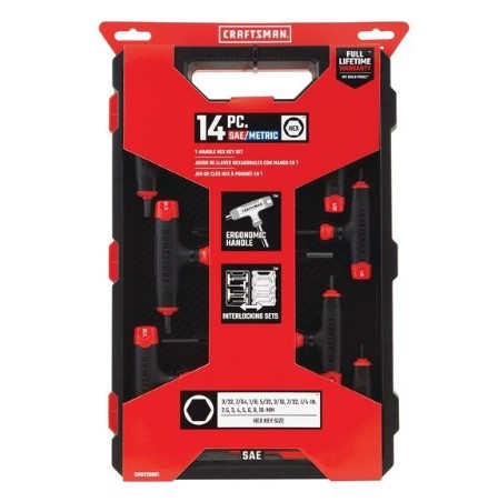 T-Handle Hex Key Set – 14-Piece Metric & SAE