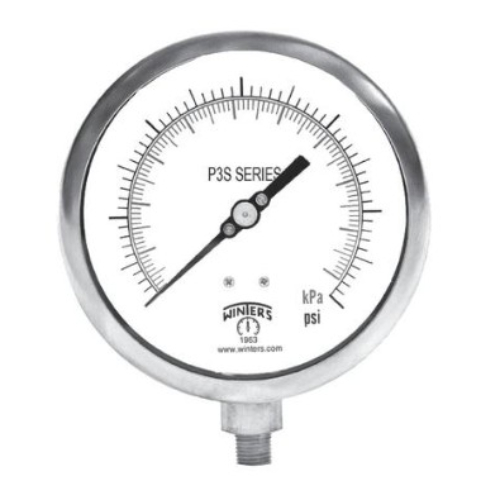 Winters Instruments Black and White Pressure Gauge