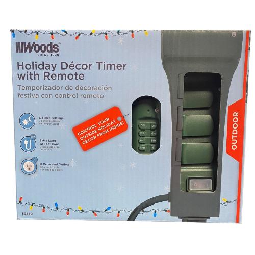 Woods Outdoor Holiday Decor Timer with Remote