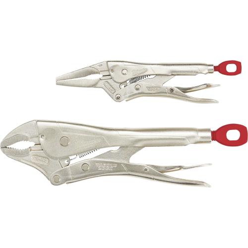 2-Piece 6" Long Nose & 10" Curve Jaw Locking Pliers Set