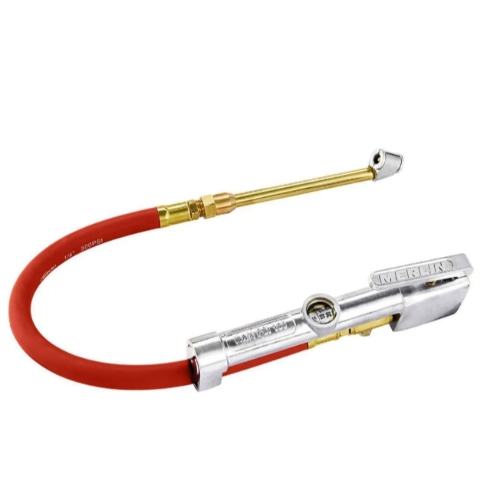 Merlin Dual Head Air Chuck Inflator with Inline Gauge Heavy Duty Construction for Accurate Multipurpose Use 160 max Psi