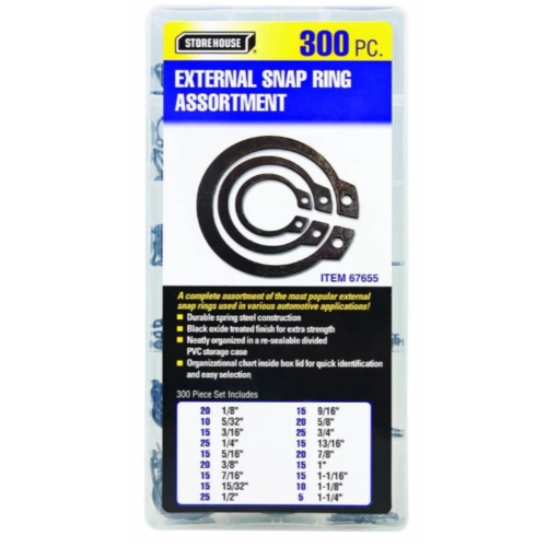 Storehouse External Snap Ring Assortment 300pc