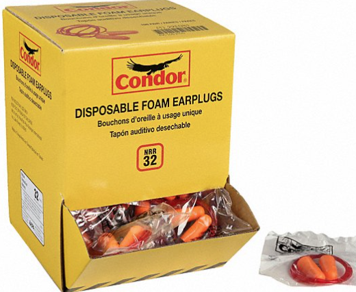 Condor Disposbale Foam Earplug (100 Pairs Per Box) $250 Per Pair