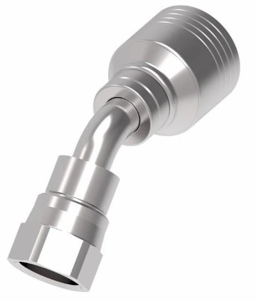 EATON 45° ELBOW CRIMP FITTING -10 FEMALE JIC 37° SWIVEL x -08 HOSE BARB