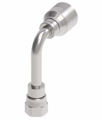 EATON 4S 90° LONG DROP ELBOW -10 FEMALE JIC 37° SWIVEL x -08 HOSE BARB