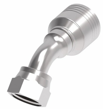 EATON 4S 45° ELBOW -10 FEMALE O-RING SEAL SWIVEL x -08 HOSE BARB