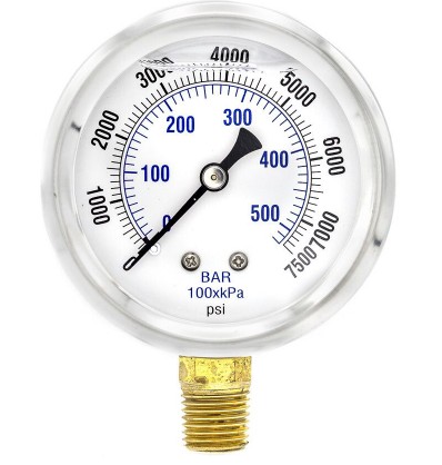 Ss/Brass, Lm, 2.5 Inch Dial Pressure Guage, 1/4 Npt, 10000 Psi