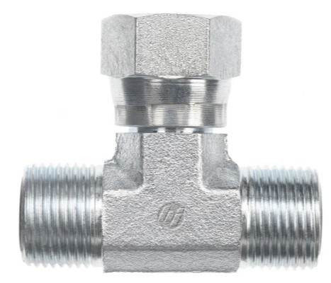 3/8"MALE FACE SEAL x 3/8"MALE FACE SEAL x 3/8"FEMALE FACE SEAL SWIVEL BRANCH TEE