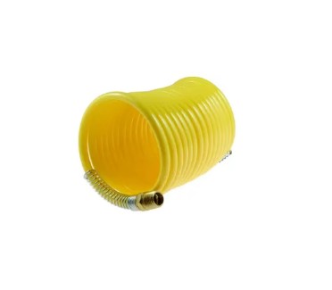 COILED NYLON AIR HOSE 1/4" ID x 12FT WITH 1/4 MPT SWIVEL ENDS