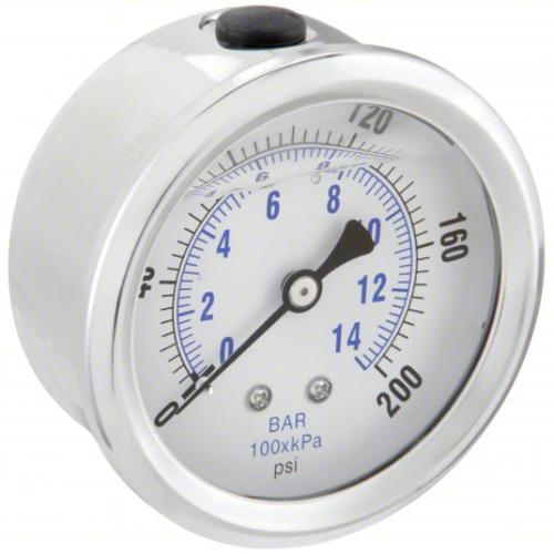 Stainless Steel/Brass Pressure Gauge – 2.5" Dial, 1/4" Npt, 200 Psi