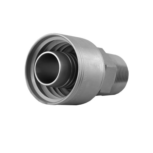 316 Stainless Steel Aa Series Straight Hose Fitting, 3/4? Hose X 1? Din 24° Heavy Male (25S), Crimp Style